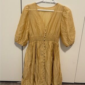 Elegant Sheer Gold Button-Down Dress